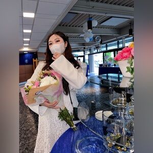 OAK+FORT limited edition white crop suit